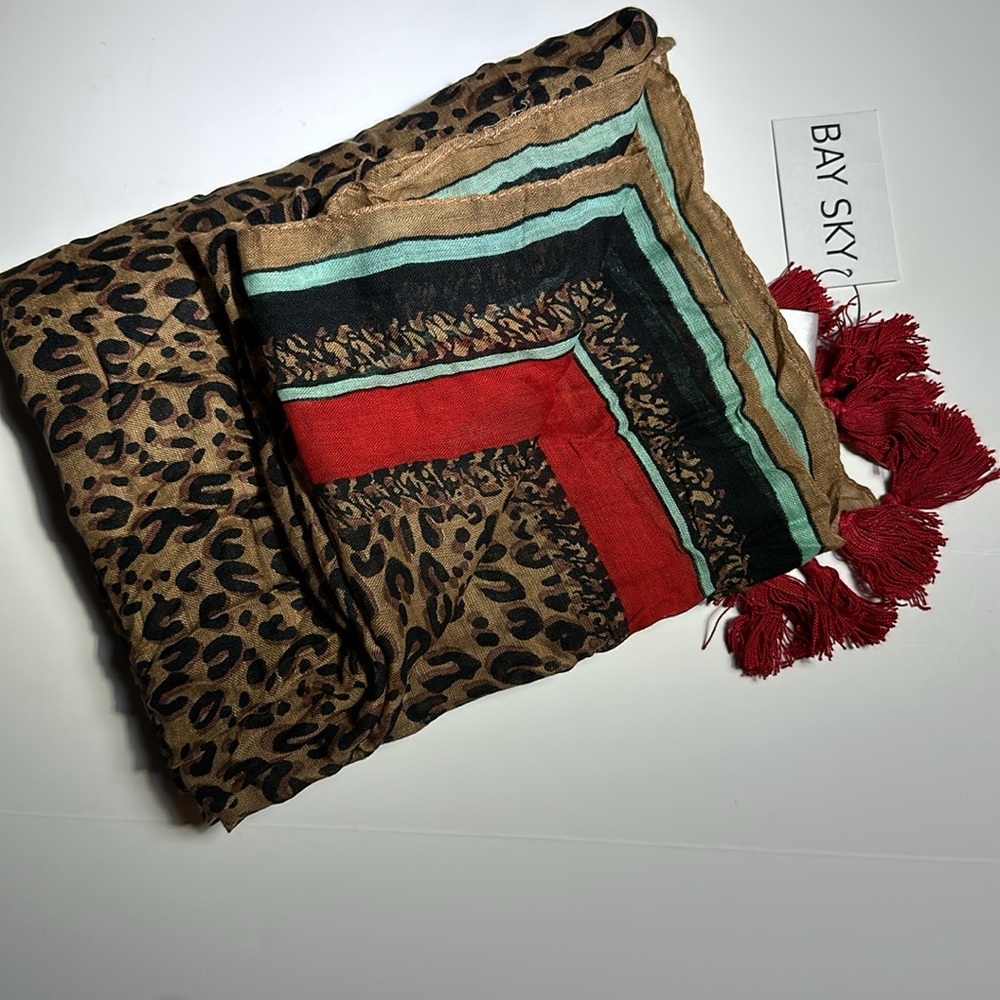 Bay Sky 100% Viscose Animal Print Scarf or wrap 68” x 44”